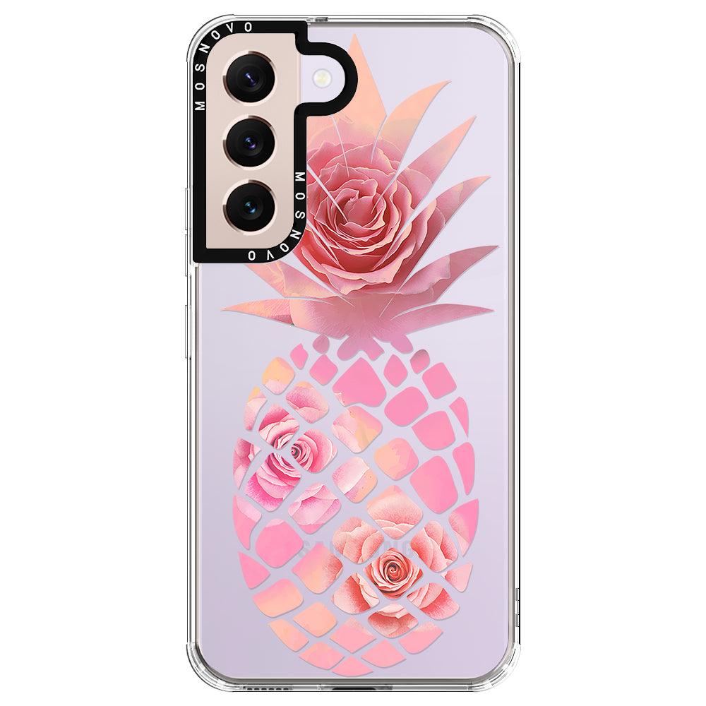 Pink Floral Pineapple Phone Case - Samsung Galaxy S22 Case - MOSNOVO