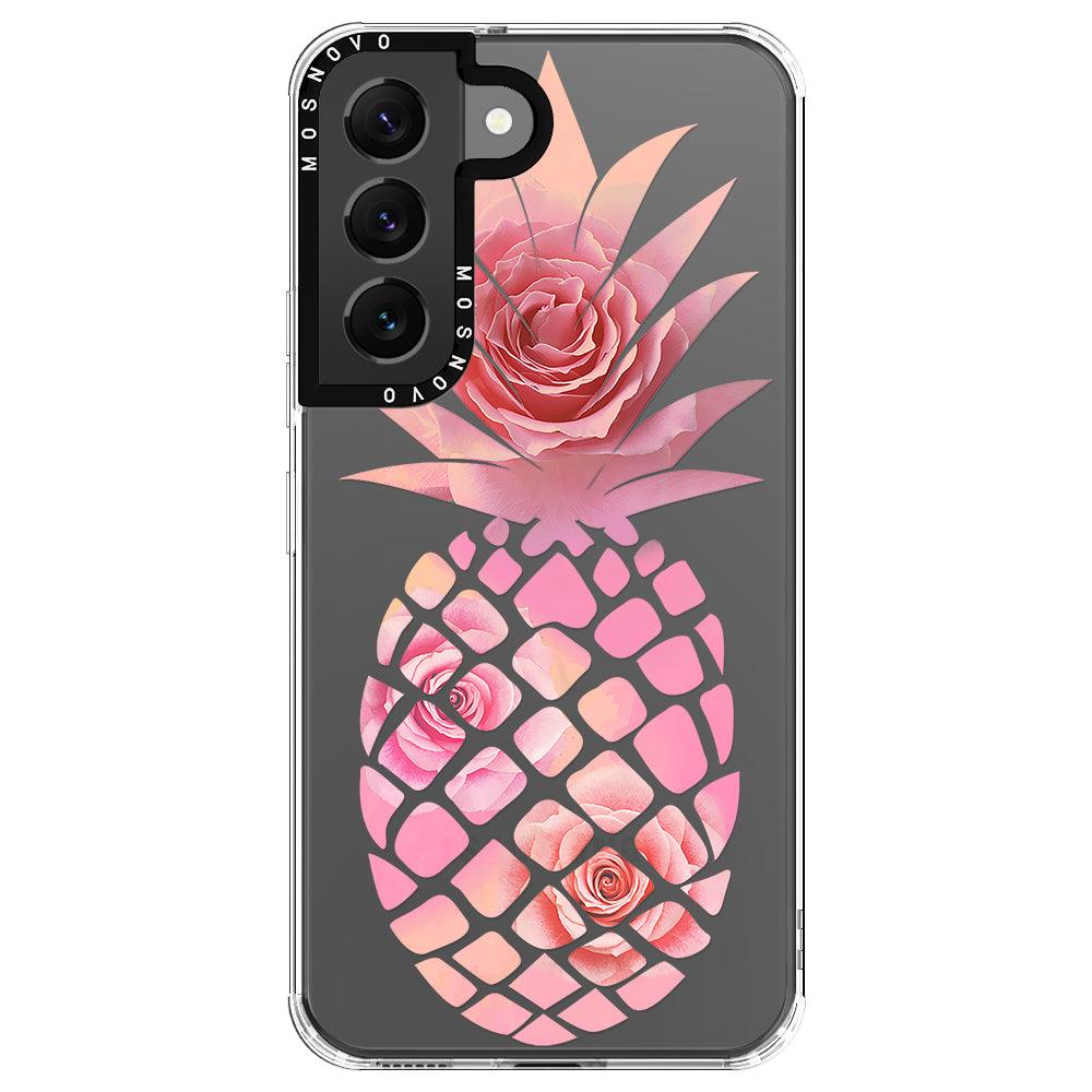 Pink Floral Pineapple Phone Case - Samsung Galaxy S22 Case - MOSNOVO