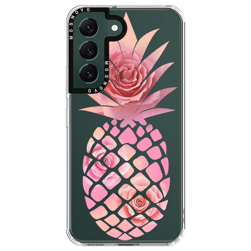 Pink Floral Pineapple Phone Case - Samsung Galaxy S22 Case - MOSNOVO