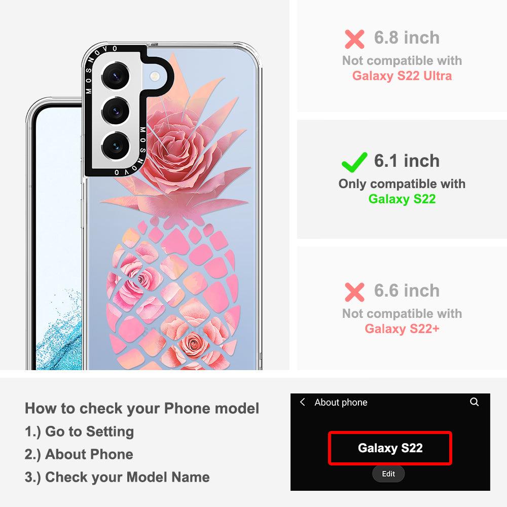 Pink Floral Pineapple Phone Case - Samsung Galaxy S22 Case - MOSNOVO