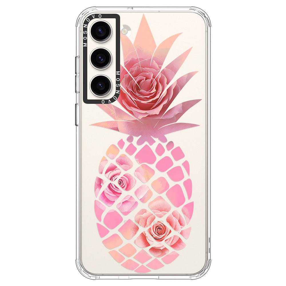 Pink Floral Pineapple Phone Case - Samsung Galaxy S23 Case - MOSNOVO