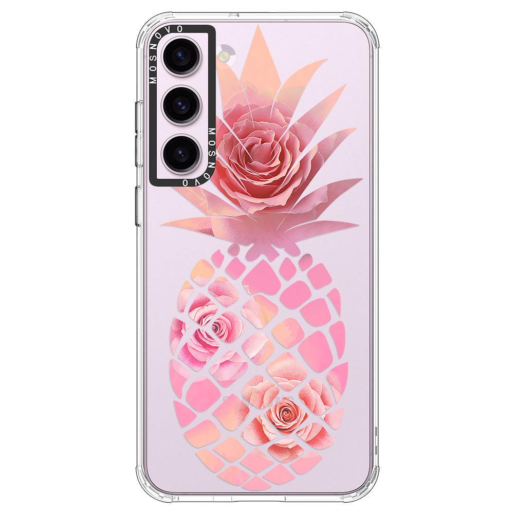 Pink Floral Pineapple Phone Case - Samsung Galaxy S23 Case - MOSNOVO