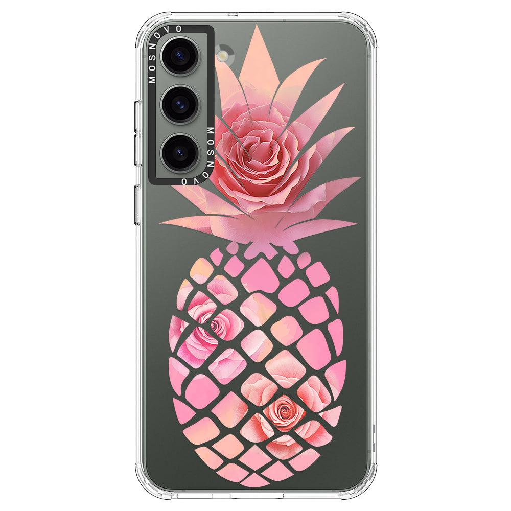 Pink Floral Pineapple Phone Case - Samsung Galaxy S23 Case - MOSNOVO