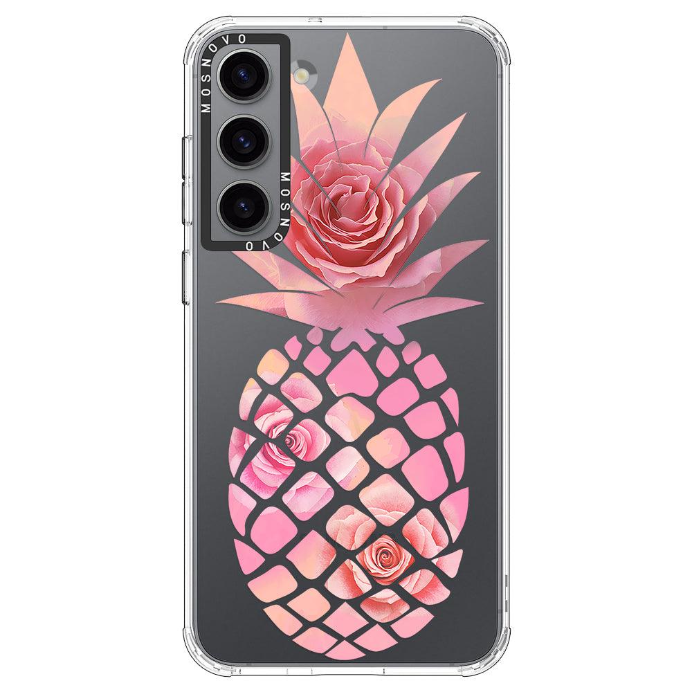 Pink Floral Pineapple Phone Case - Samsung Galaxy S23 Case - MOSNOVO