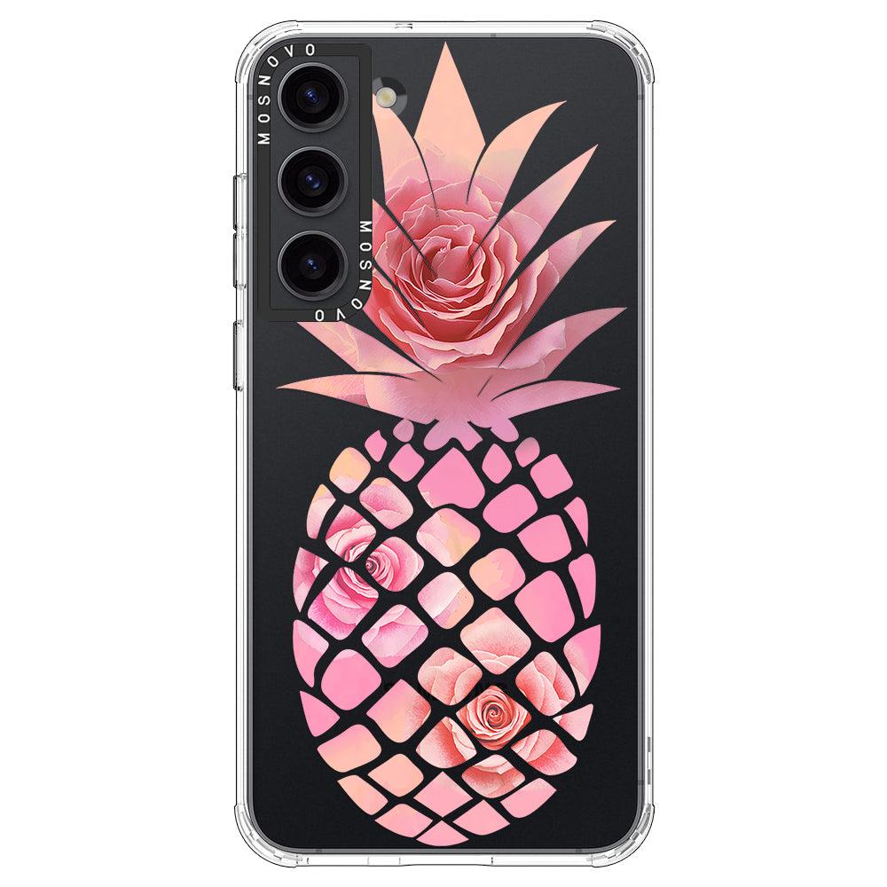 Pink Floral Pineapple Phone Case - Samsung Galaxy S23 Case - MOSNOVO