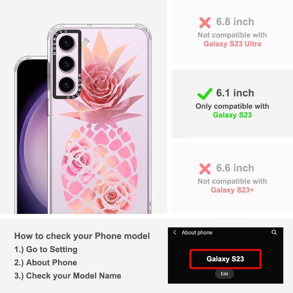 Pink Floral Pineapple Phone Case - Samsung Galaxy S23 Case - MOSNOVO