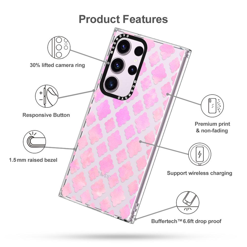 Pink Flower Diamond Phone Case - Samsung Galaxy S23 Ultra Case - MOSNOVO