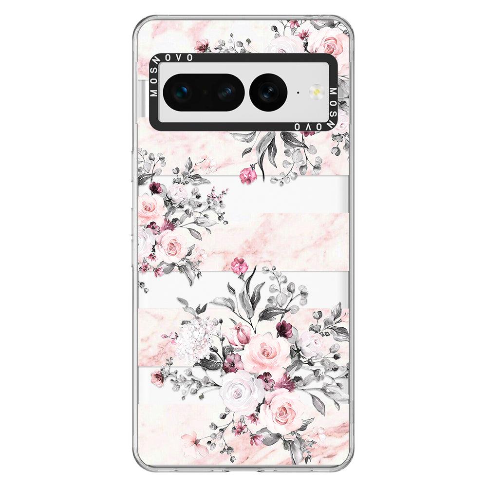 Pink Flower Marble Phone Case - Google Pixel 7 Pro Case - MOSNOVO