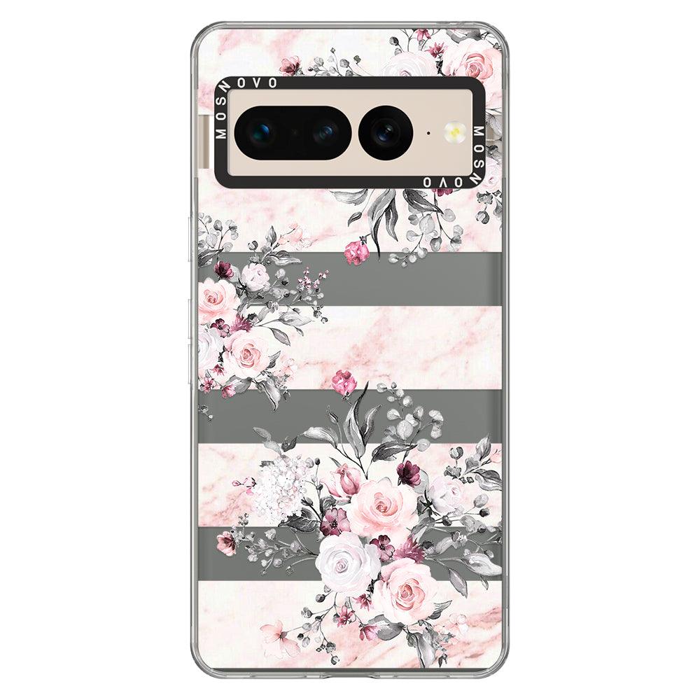 Pink Flower Marble Phone Case - Google Pixel 7 Pro Case - MOSNOVO