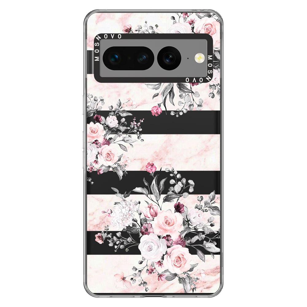 Pink Flower Marble Phone Case - Google Pixel 7 Pro Case - MOSNOVO