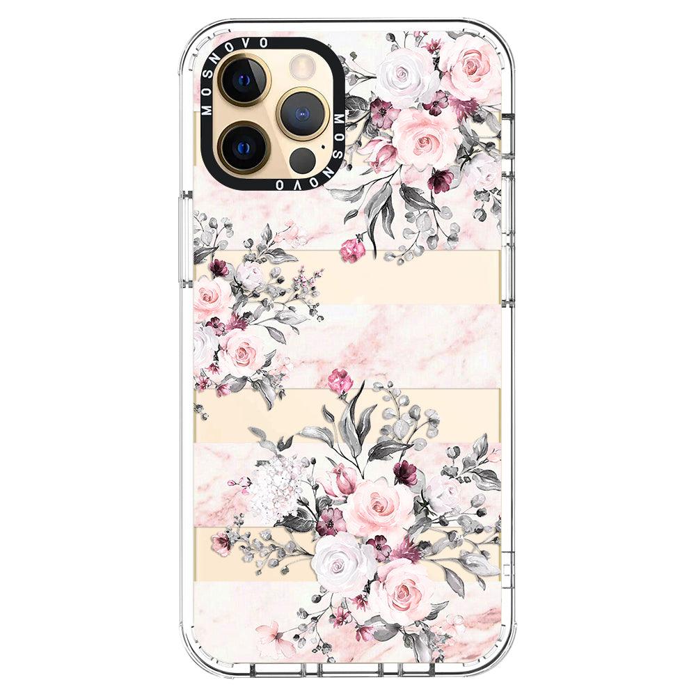 Pink Marble Flowers Phone Case - iPhone 12 Pro Max Case - MOSNOVO