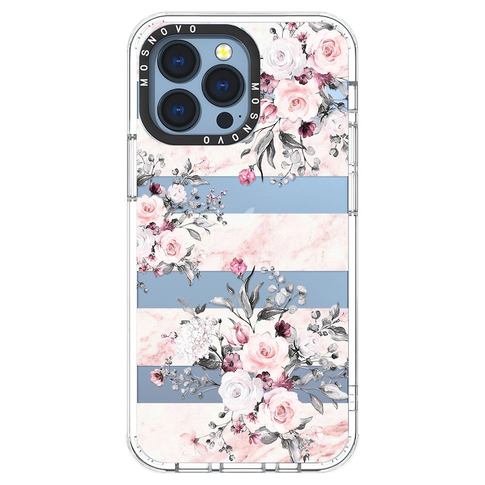 Pink Marble Flowers Phone Case - iPhone 13 Pro Case - MOSNOVO