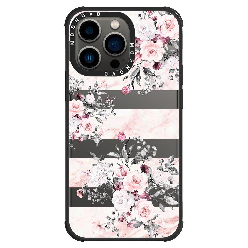 Pink Marble Flowers Phone Case - iPhone 13 Pro Case - MOSNOVO