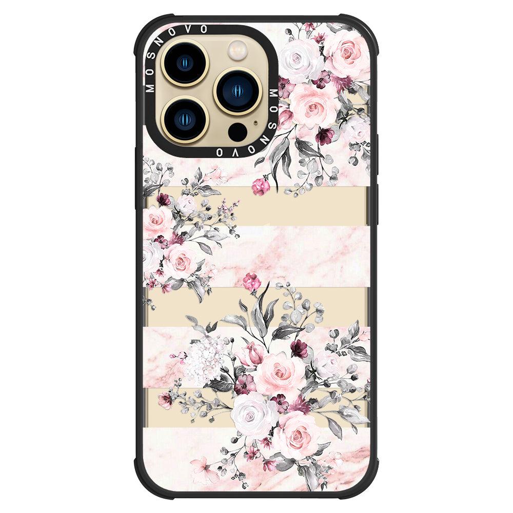 Pink Marble Flowers Phone Case - iPhone 13 Pro Case - MOSNOVO