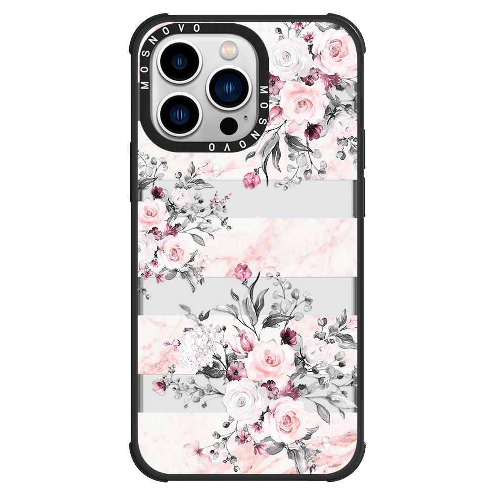 Pink Marble Flowers Phone Case - iPhone 13 Pro Case - MOSNOVO