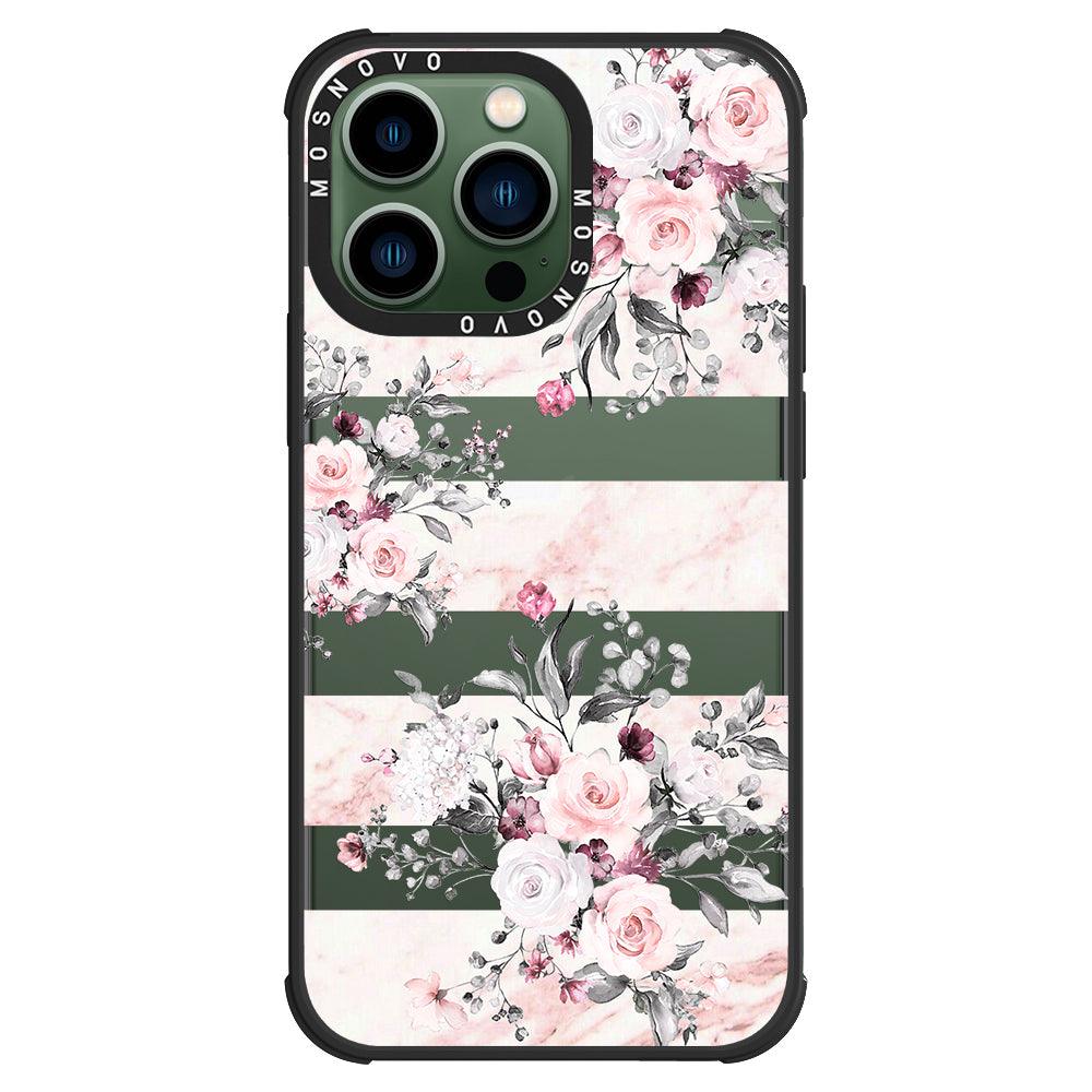 Pink Marble Flowers Phone Case - iPhone 13 Pro Case - MOSNOVO