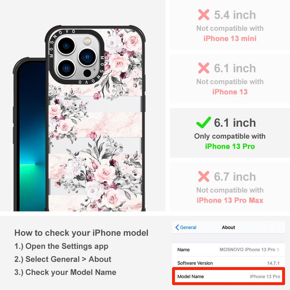 Pink Marble Flowers Phone Case - iPhone 13 Pro Case - MOSNOVO