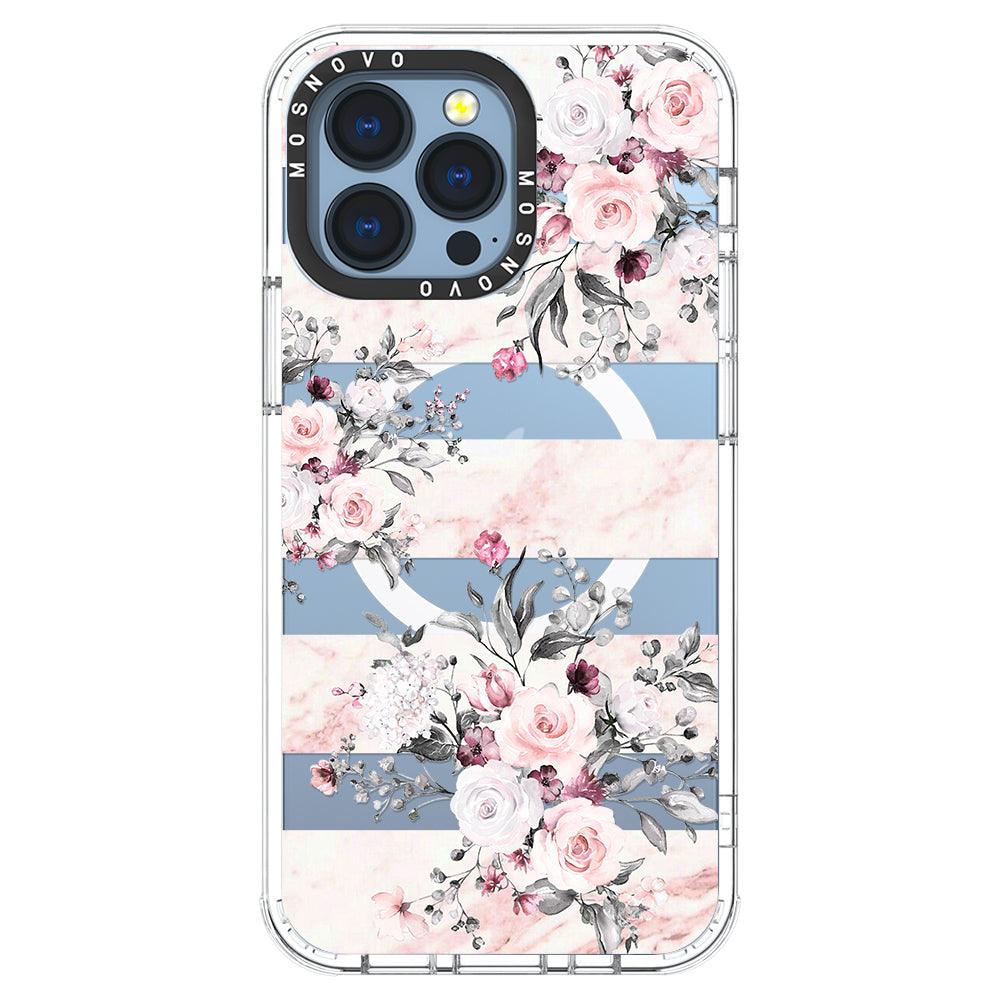 Pink Marble Flowers Phone Case - iPhone 13 Pro Case - MOSNOVO