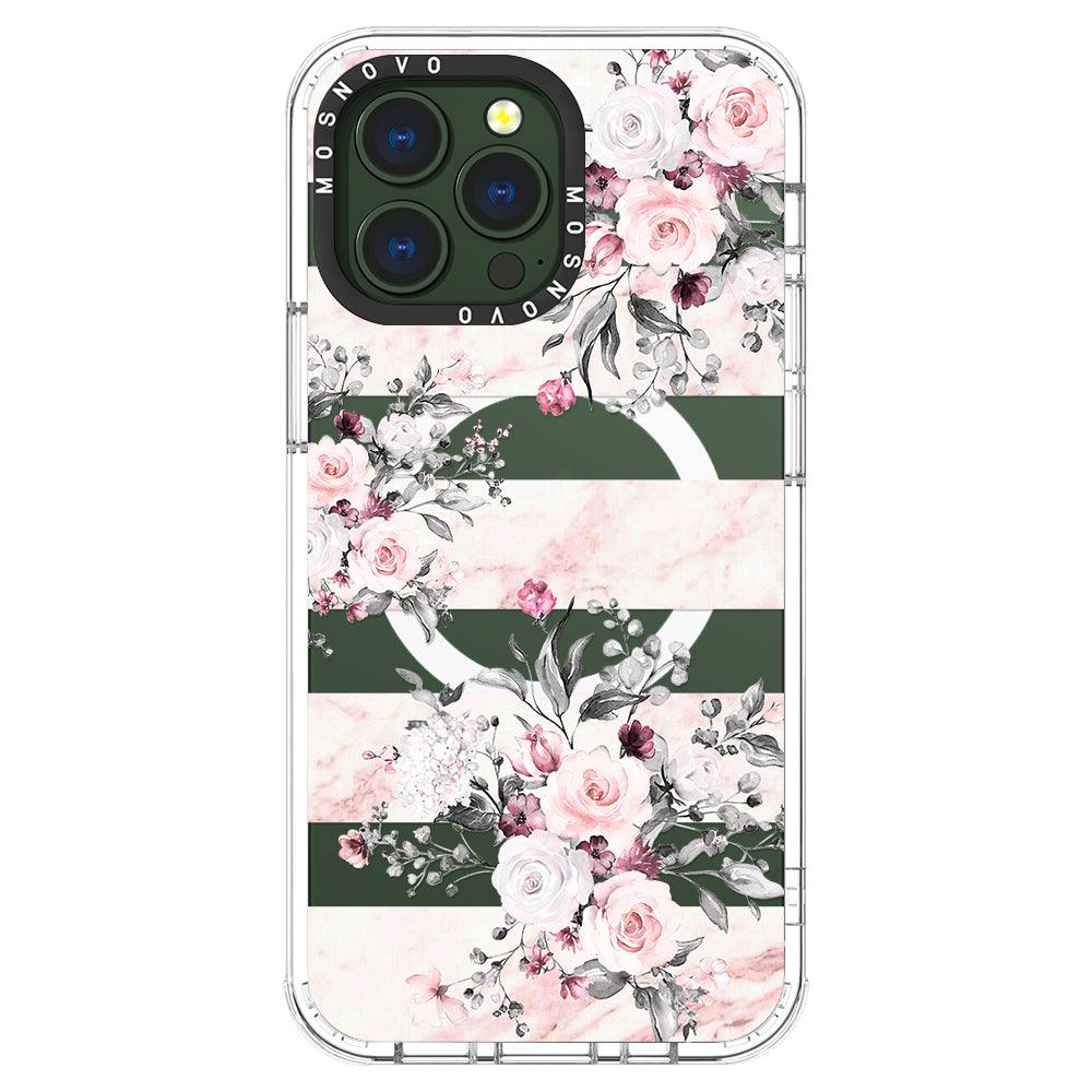 Pink Marble Flowers Phone Case - iPhone 13 Pro Case - MOSNOVO