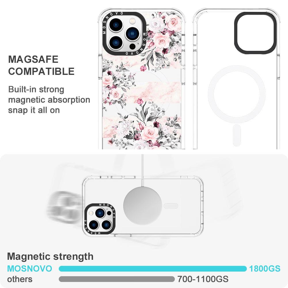 Pink Marble Flowers Phone Case - iPhone 13 Pro Case - MOSNOVO