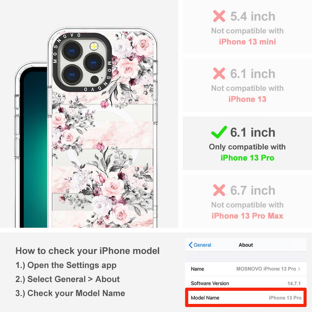 Pink Marble Flowers Phone Case - iPhone 13 Pro Case - MOSNOVO