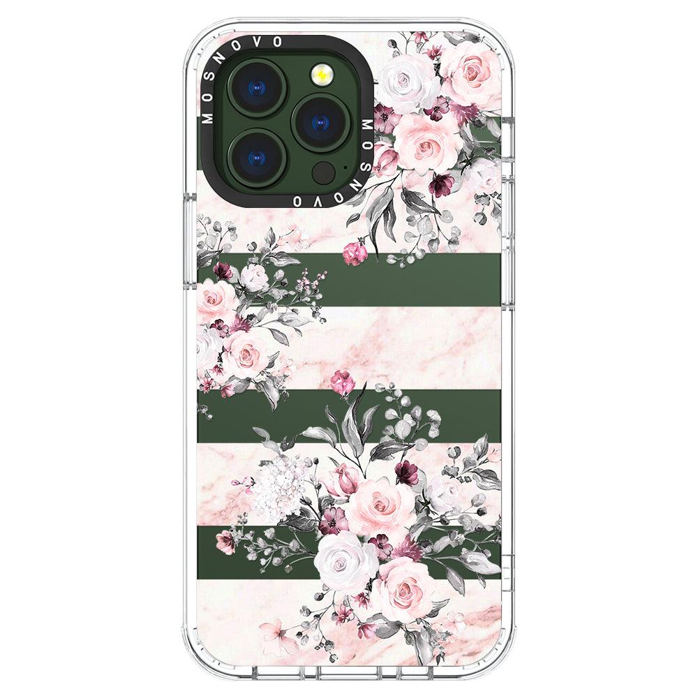 Pink Marble Flowers Phone Case - iPhone 13 Pro Case - MOSNOVO