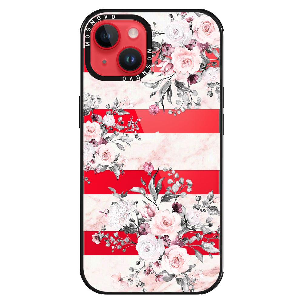 Pink Marble Flowers Phone Case - iPhone 14 Plus Case - MOSNOVO