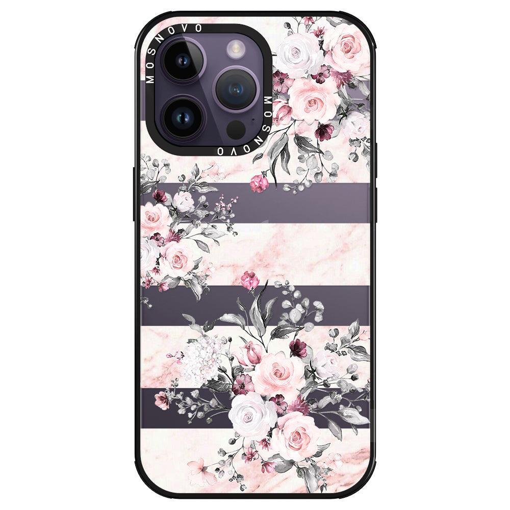 Pink Marble Flowers Phone Case - iPhone 14 Pro Max Case - MOSNOVO