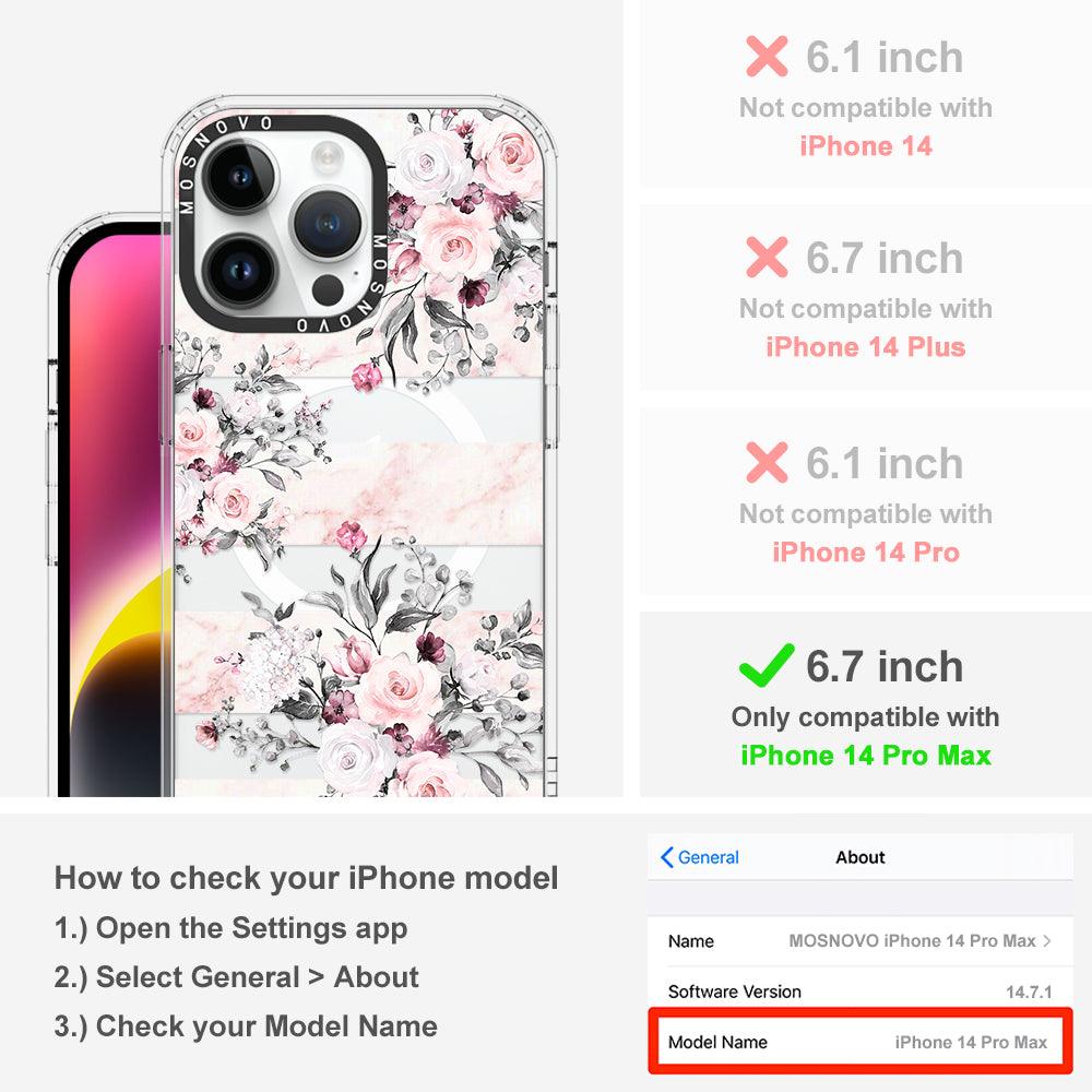 Pink Marble Flowers Phone Case - iPhone 14 Pro Max Case - MOSNOVO