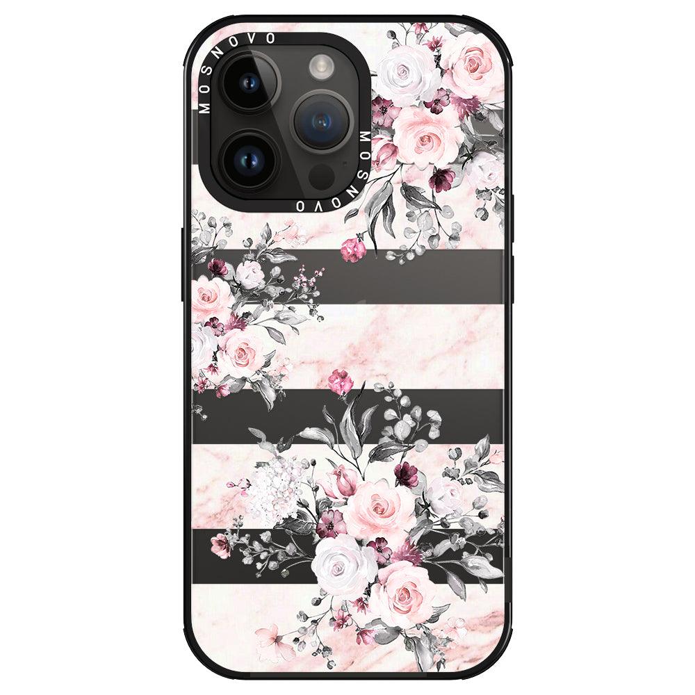 Pink Marble Flowers Phone Case - iPhone 14 Pro Max Case - MOSNOVO