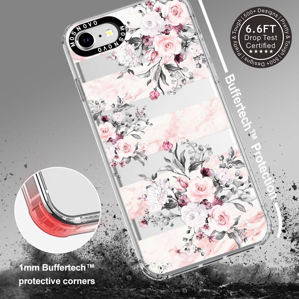 Pink Flower Marble Phone Case - iPhone 7 Case