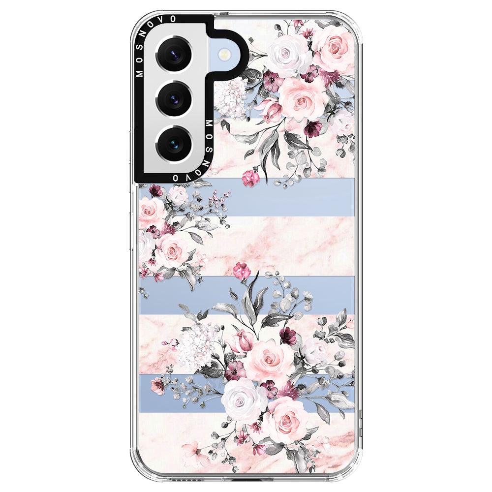 Pink Flower Marble Phone Case - Samsung Galaxy S22 Case - MOSNOVO