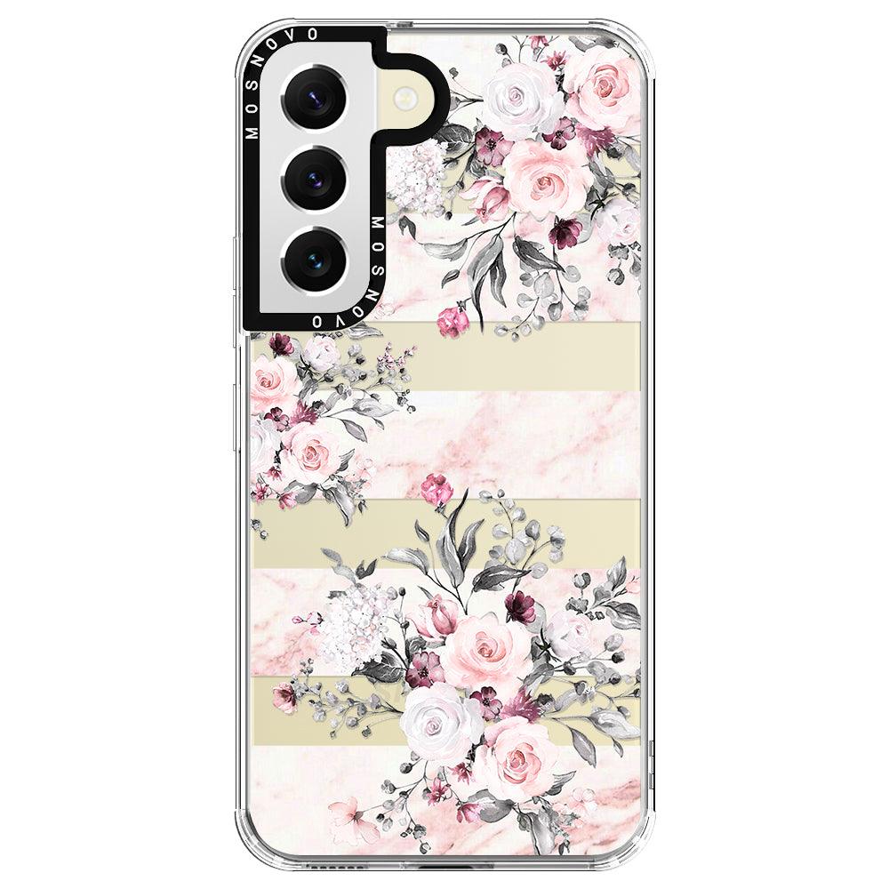 Pink Flower Marble Phone Case - Samsung Galaxy S22 Case - MOSNOVO