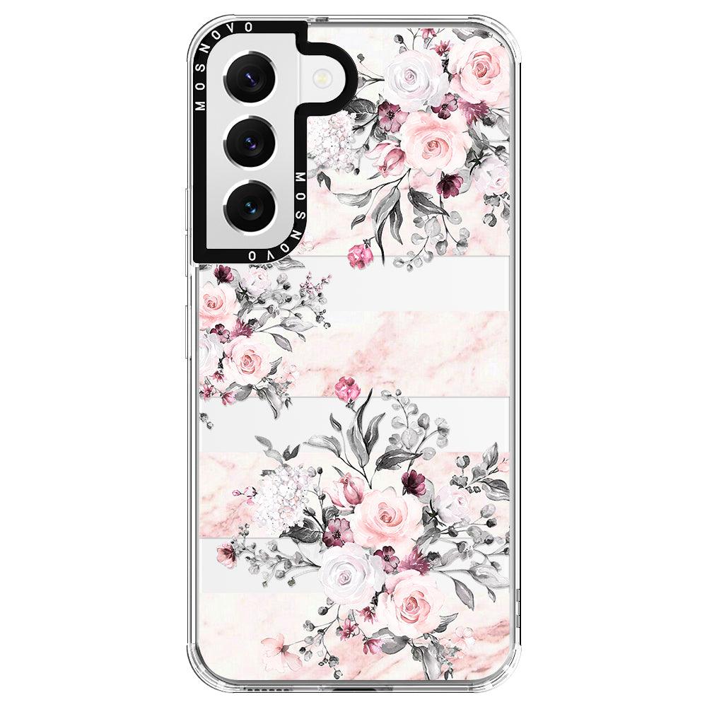 Pink Flower Marble Phone Case - Samsung Galaxy S22 Case - MOSNOVO