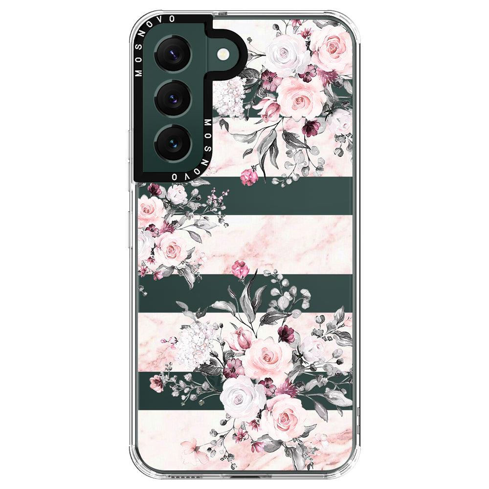 Pink Flower Marble Phone Case - Samsung Galaxy S22 Case - MOSNOVO