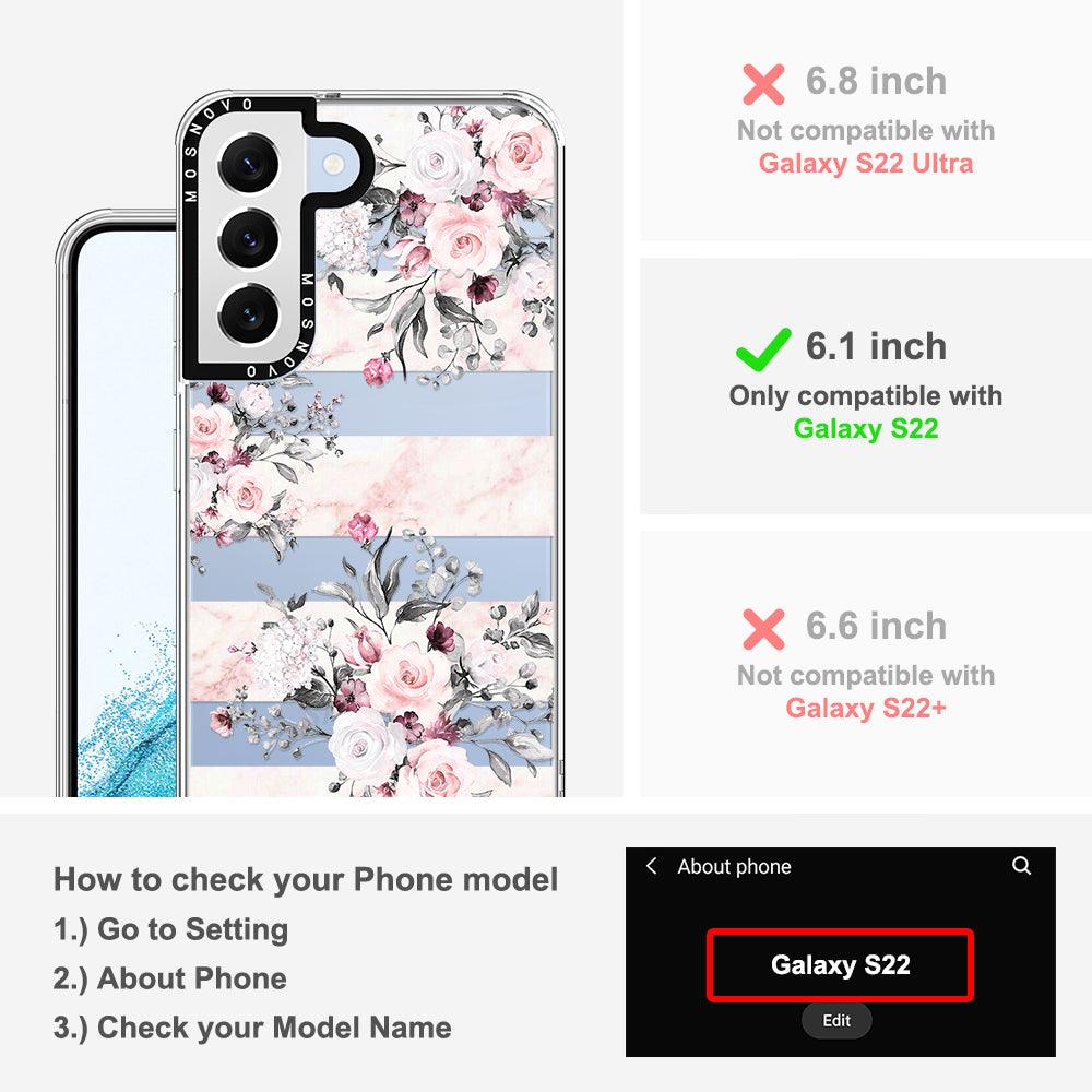 Pink Flower Marble Phone Case - Samsung Galaxy S22 Case - MOSNOVO