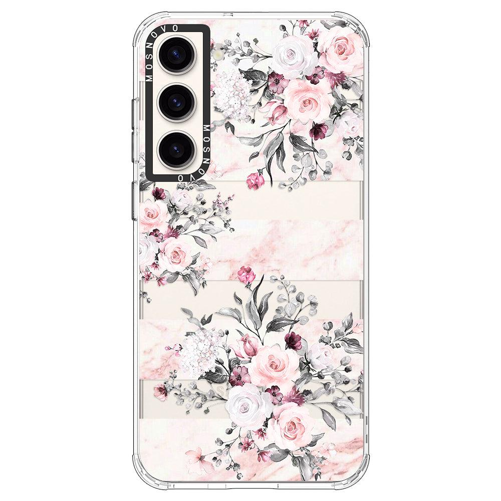 Pink Flower Marble Phone Case - Samsung Galaxy S23 Case - MOSNOVO