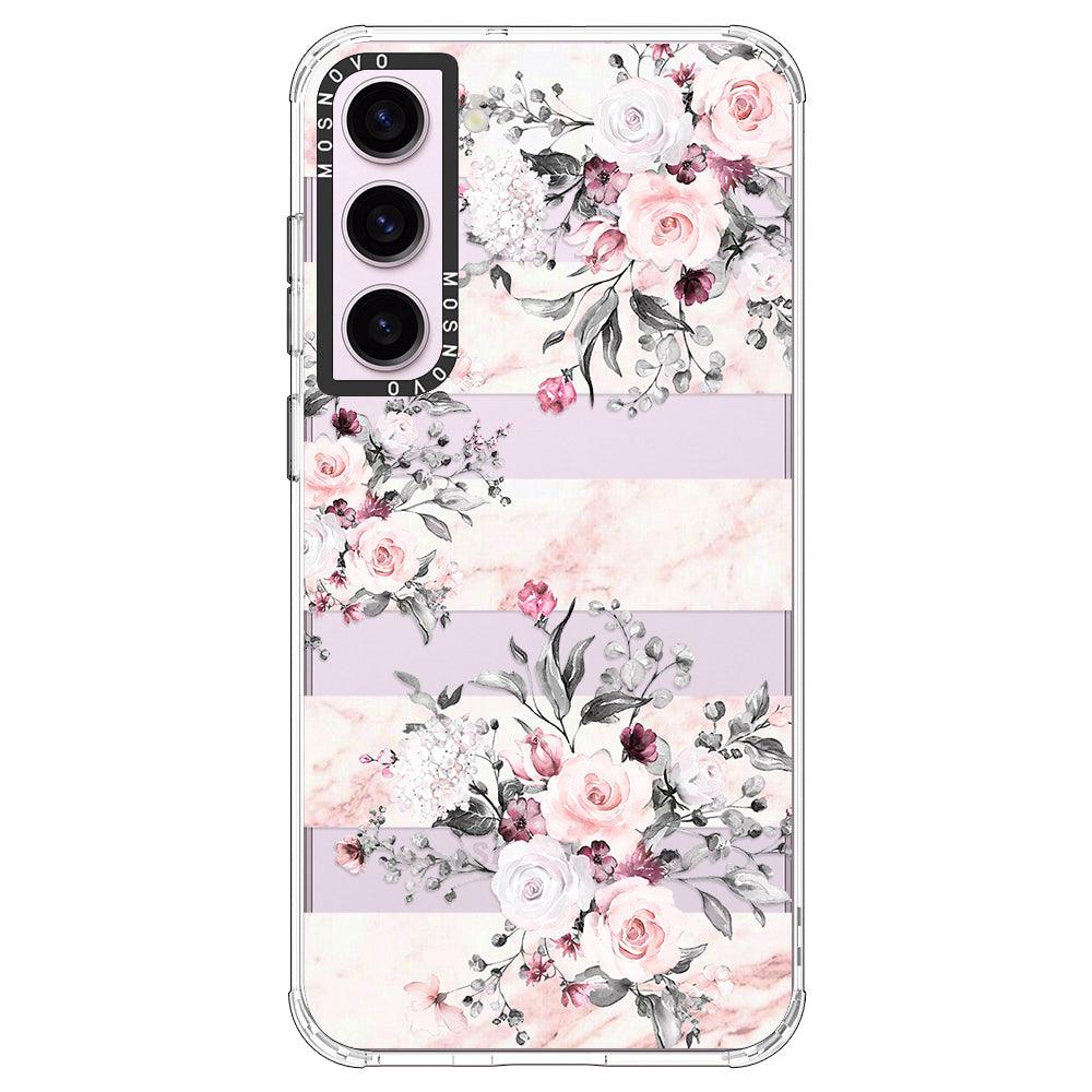 Pink Flower Marble Phone Case - Samsung Galaxy S23 Case - MOSNOVO