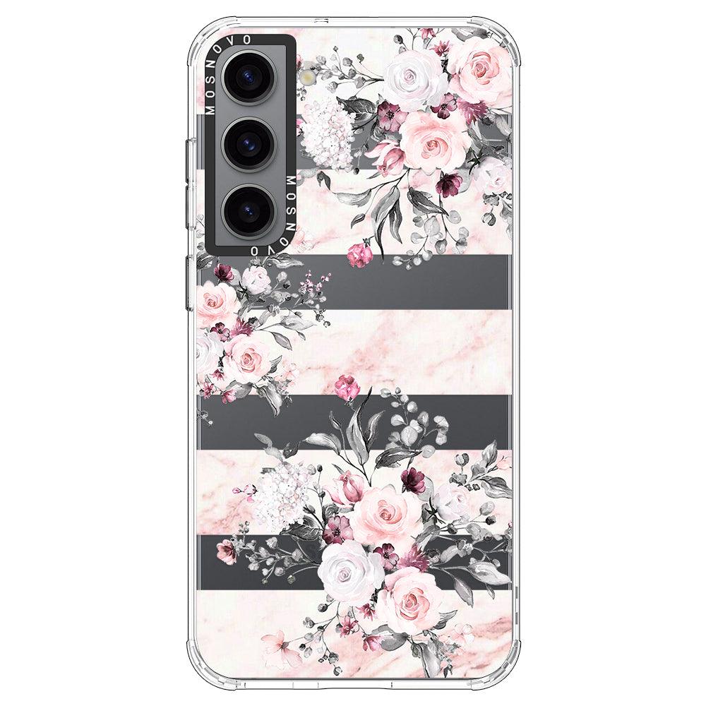 Pink Flower Marble Phone Case - Samsung Galaxy S23 Case - MOSNOVO