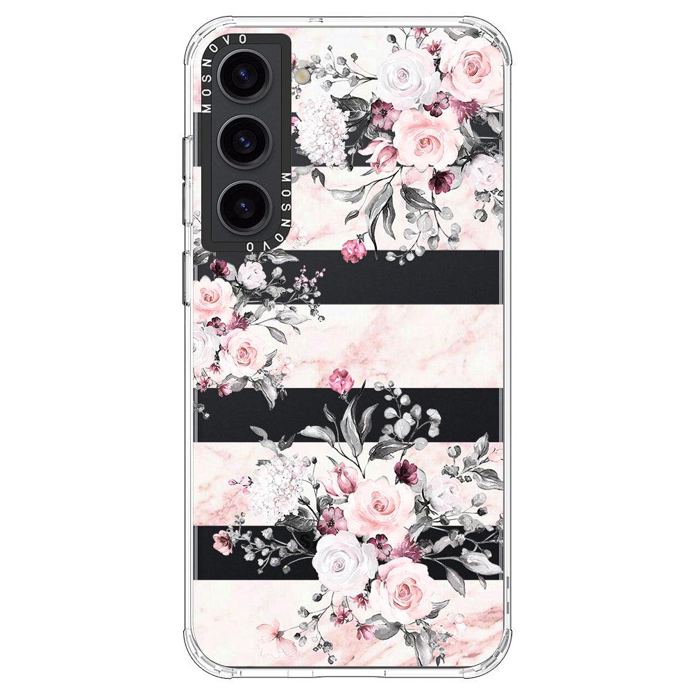 Pink Flower Marble Phone Case - Samsung Galaxy S23 Case - MOSNOVO