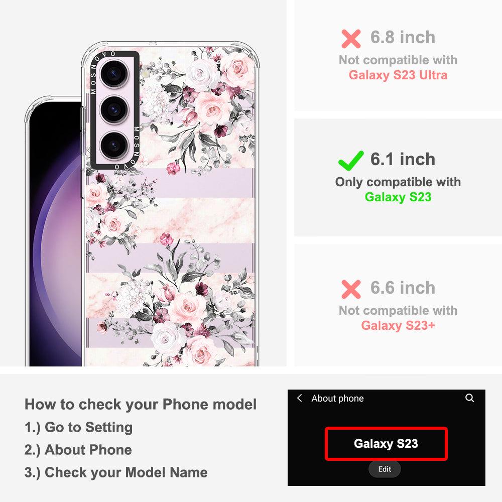 Pink Flower Marble Phone Case - Samsung Galaxy S23 Case - MOSNOVO