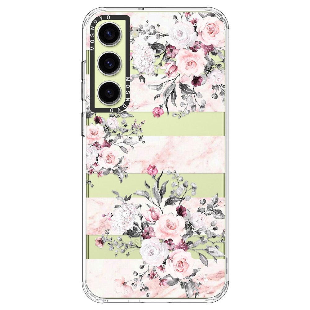 Pink Flower Marble Phone Case - Samsung Galaxy S23 Plus Case - MOSNOVO