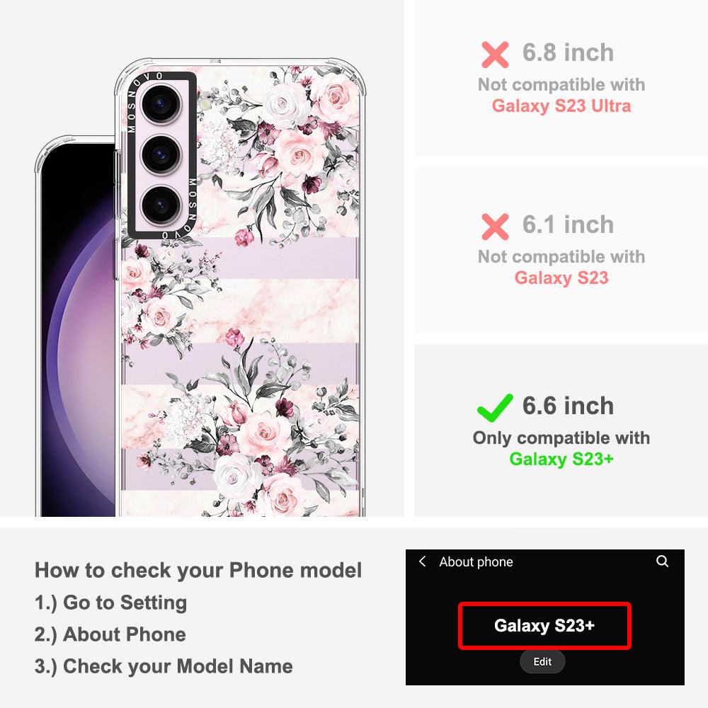 Pink Flower Marble Phone Case - Samsung Galaxy S23 Plus Case - MOSNOVO
