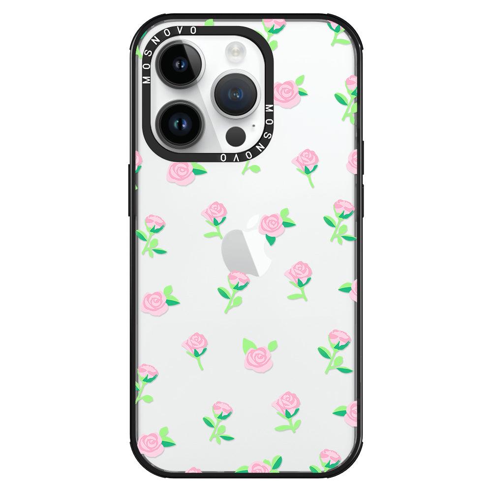 Pink Rose Floral Phone Case - iPhone 14 Pro Case - MOSNOVO