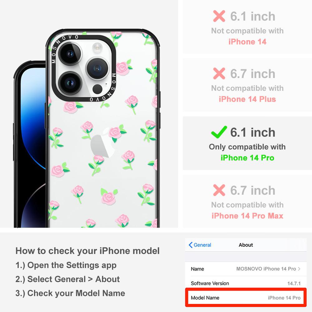Pink Rose Floral Phone Case - iPhone 14 Pro Case - MOSNOVO
