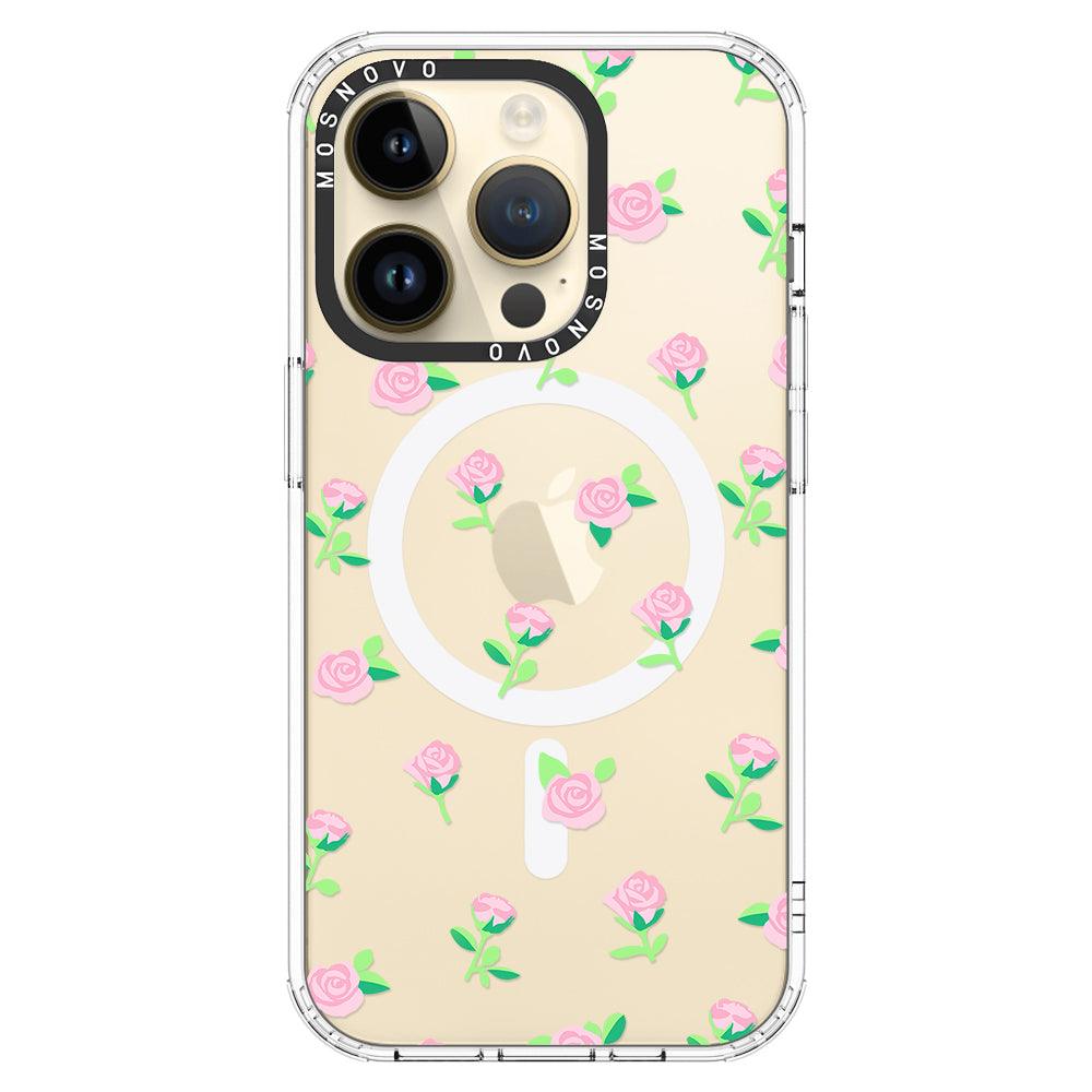 Pink Rose Floral Phone Case - iPhone 14 Pro Case - MOSNOVO