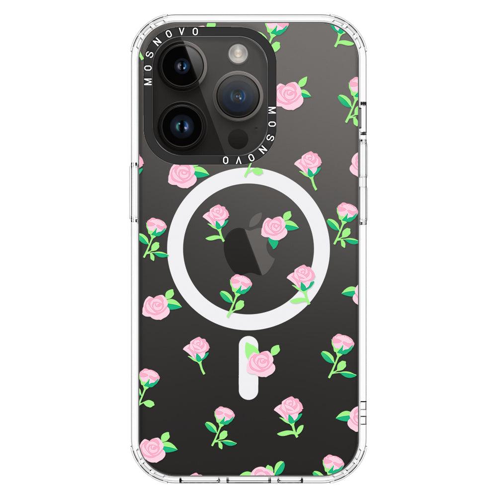 Pink Rose Floral Phone Case - iPhone 14 Pro Case - MOSNOVO