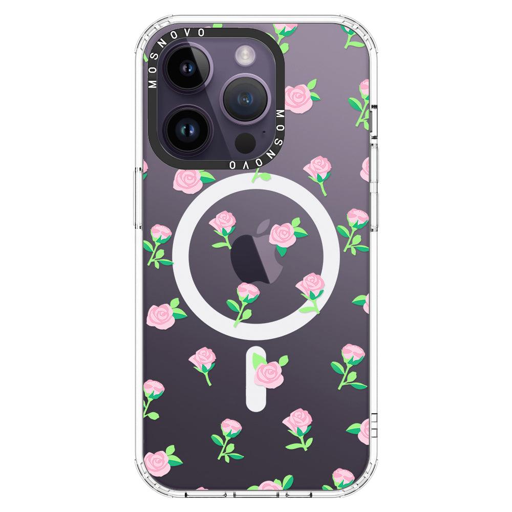 Pink Rose Floral Phone Case - iPhone 14 Pro Case - MOSNOVO