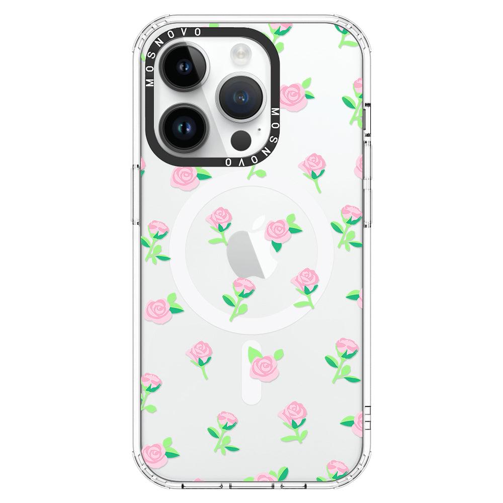 Pink Rose Floral Phone Case - iPhone 14 Pro Case - MOSNOVO