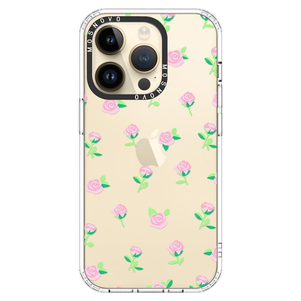 Pink Rose Floral Phone Case - iPhone 14 Pro Case - MOSNOVO